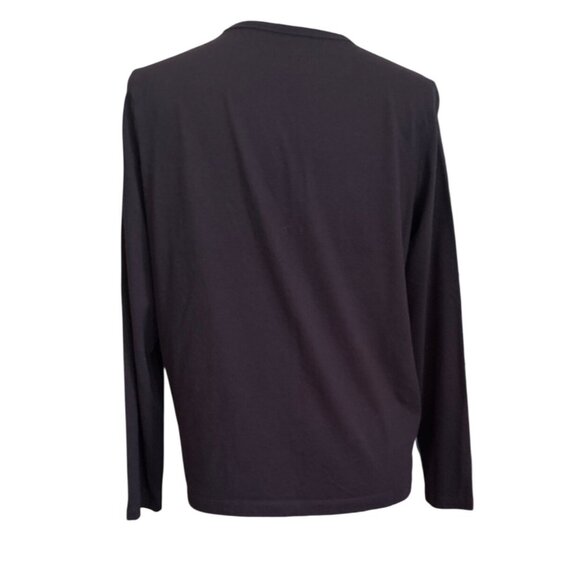 Lands End Womens Navy Long-Sleeve V-Neck 100% Cotton Top Size M/P - Picture 2 of 6